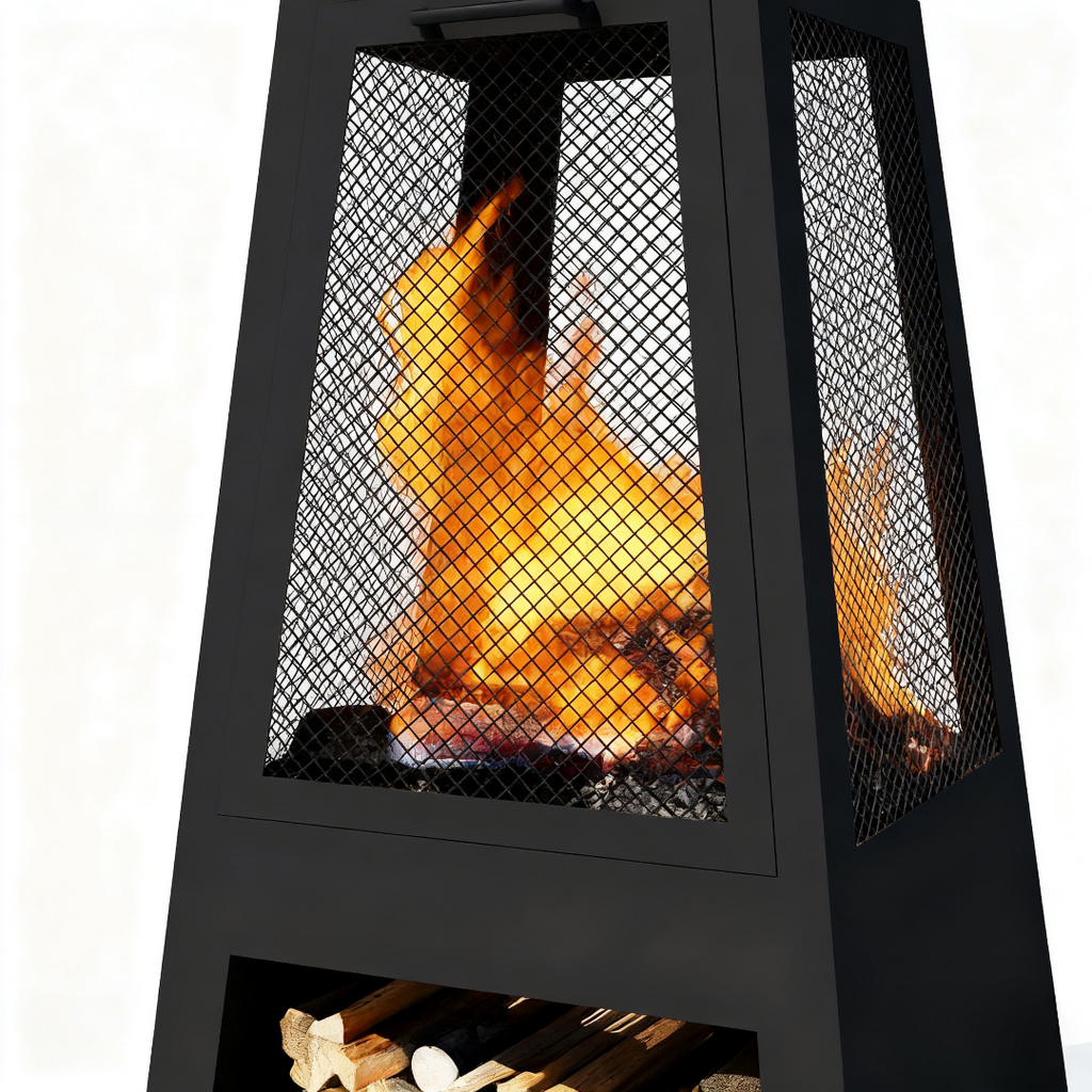 Pyrostellar - 71″ Garden Pyramids with Fireplace for Relaxation - Weatherproof Terrace Fireplace