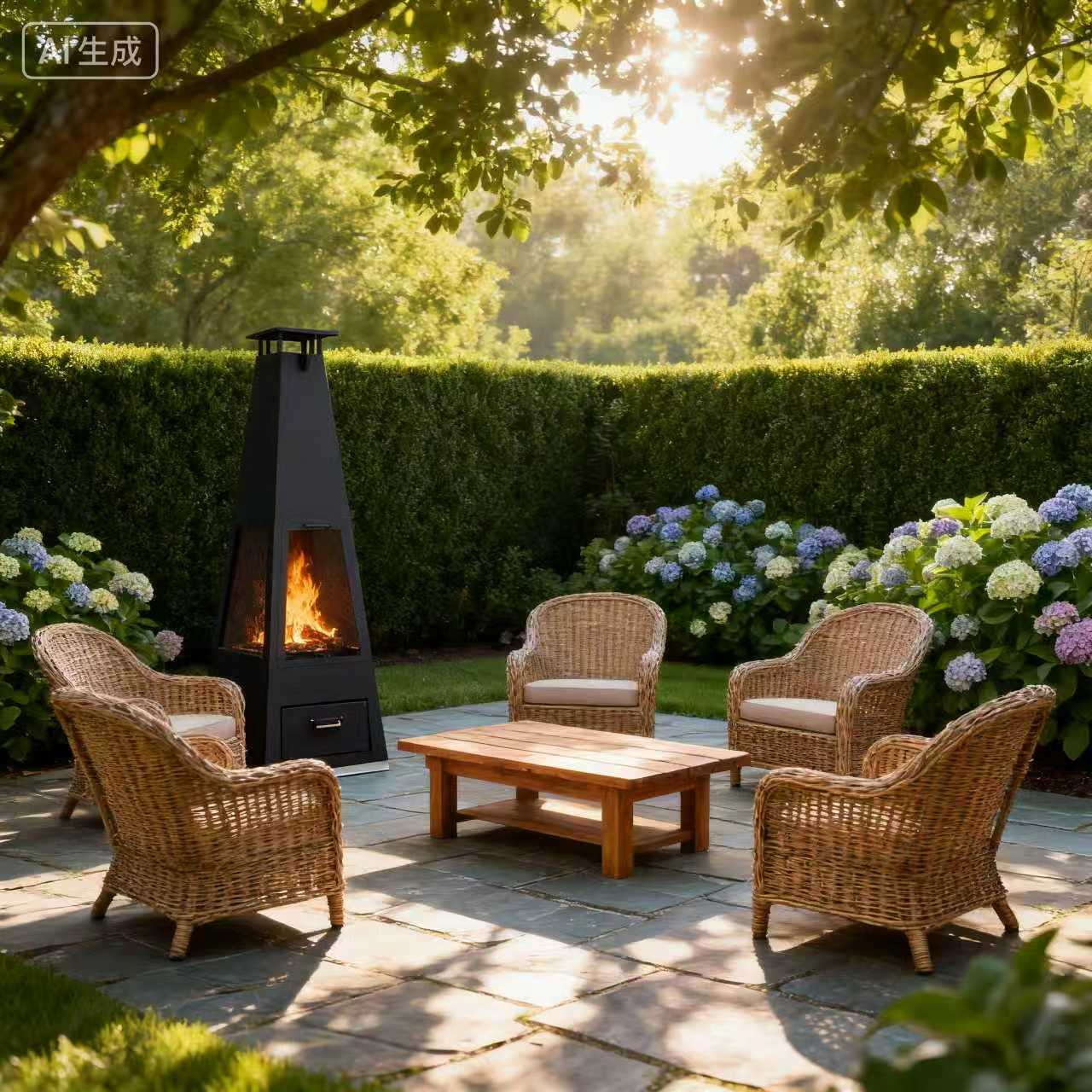 Pyrostellar - 71″ Garden Pyramids with Fireplace for Relaxation - Weatherproof Terrace Fireplace