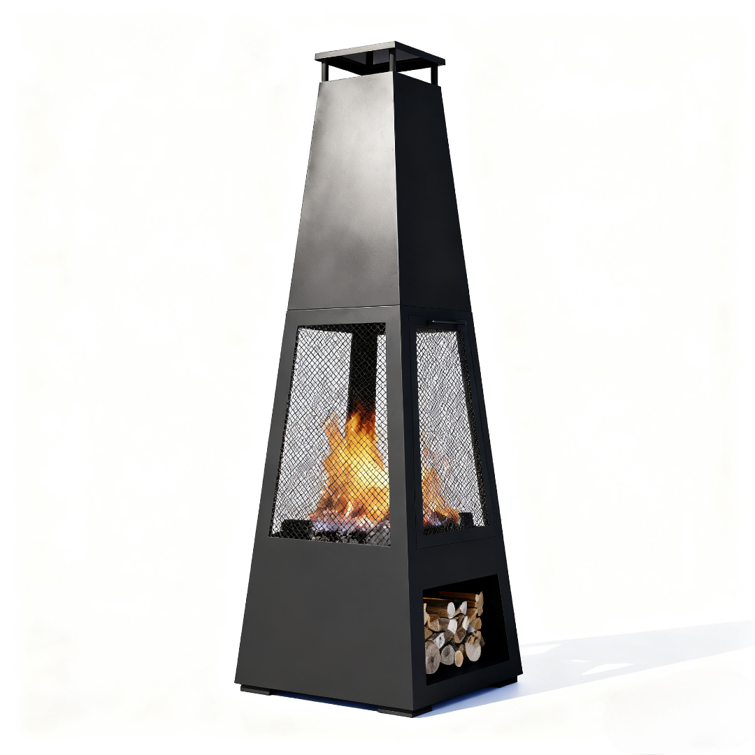 Pyrostellar - 71″ Garden Pyramids with Fireplace for Relaxation - Weatherproof Terrace Fireplace