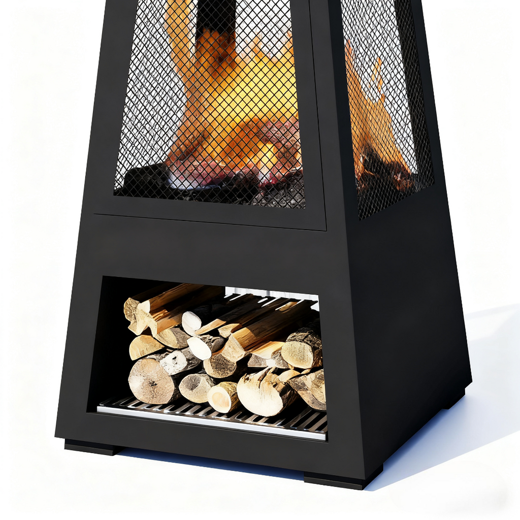 Pyrostellar - 71″ Garden Pyramids with Fireplace for Relaxation - Weatherproof Terrace Fireplace