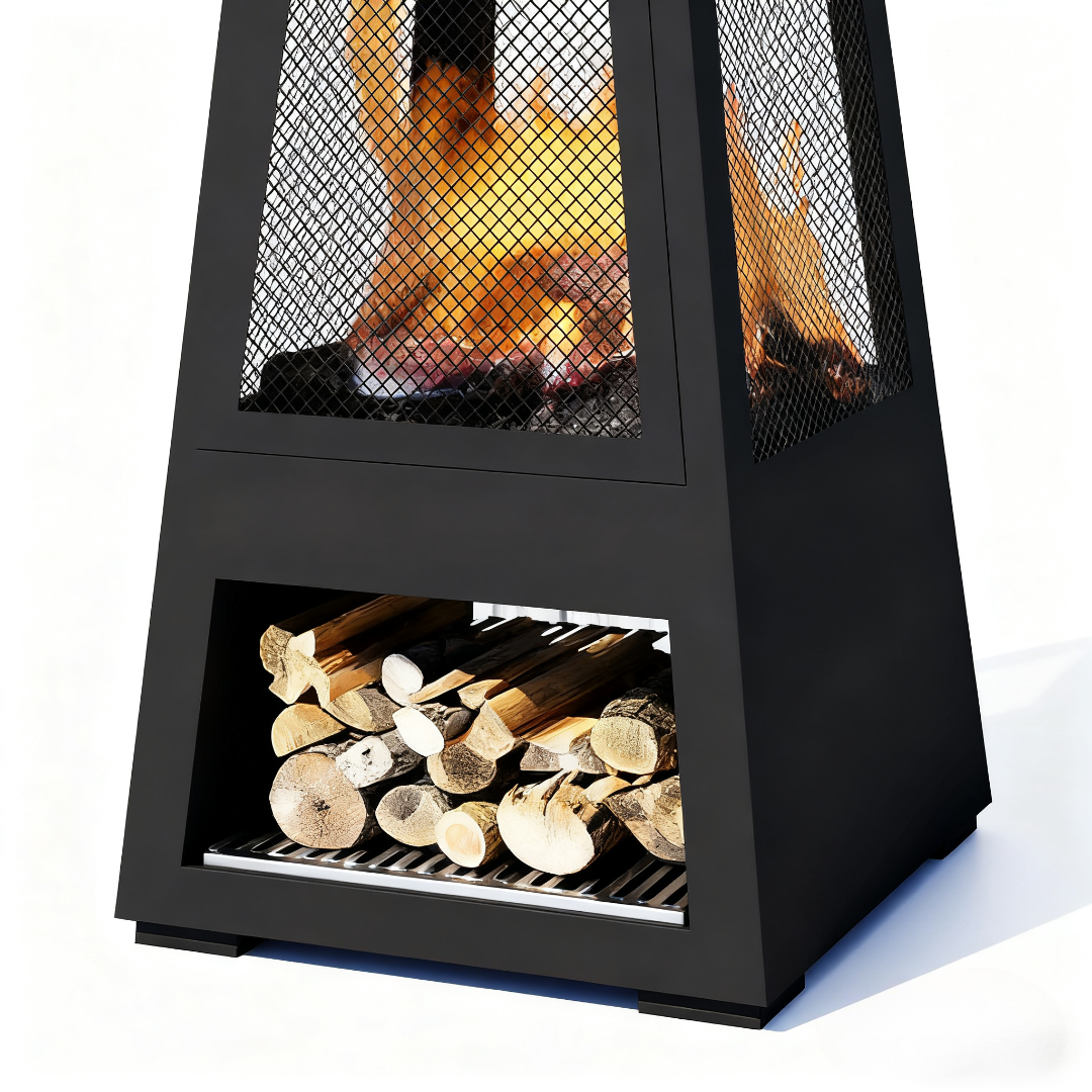 Pyrostellar - 71″ Garden Pyramids with Fireplace for Relaxation - Weatherproof Terrace Fireplace