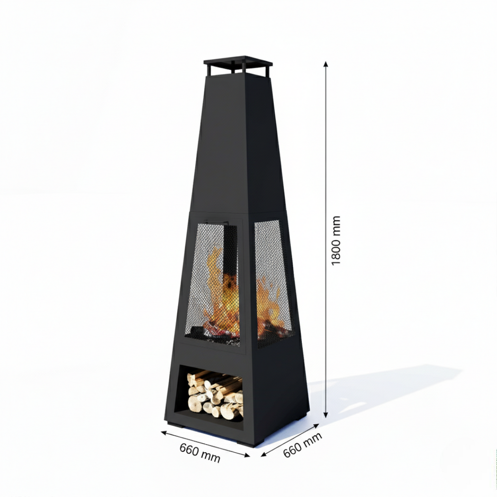 Pyrostellar - 71″ Garden Pyramids with Fireplace for Relaxation - Weatherproof Terrace Fireplace