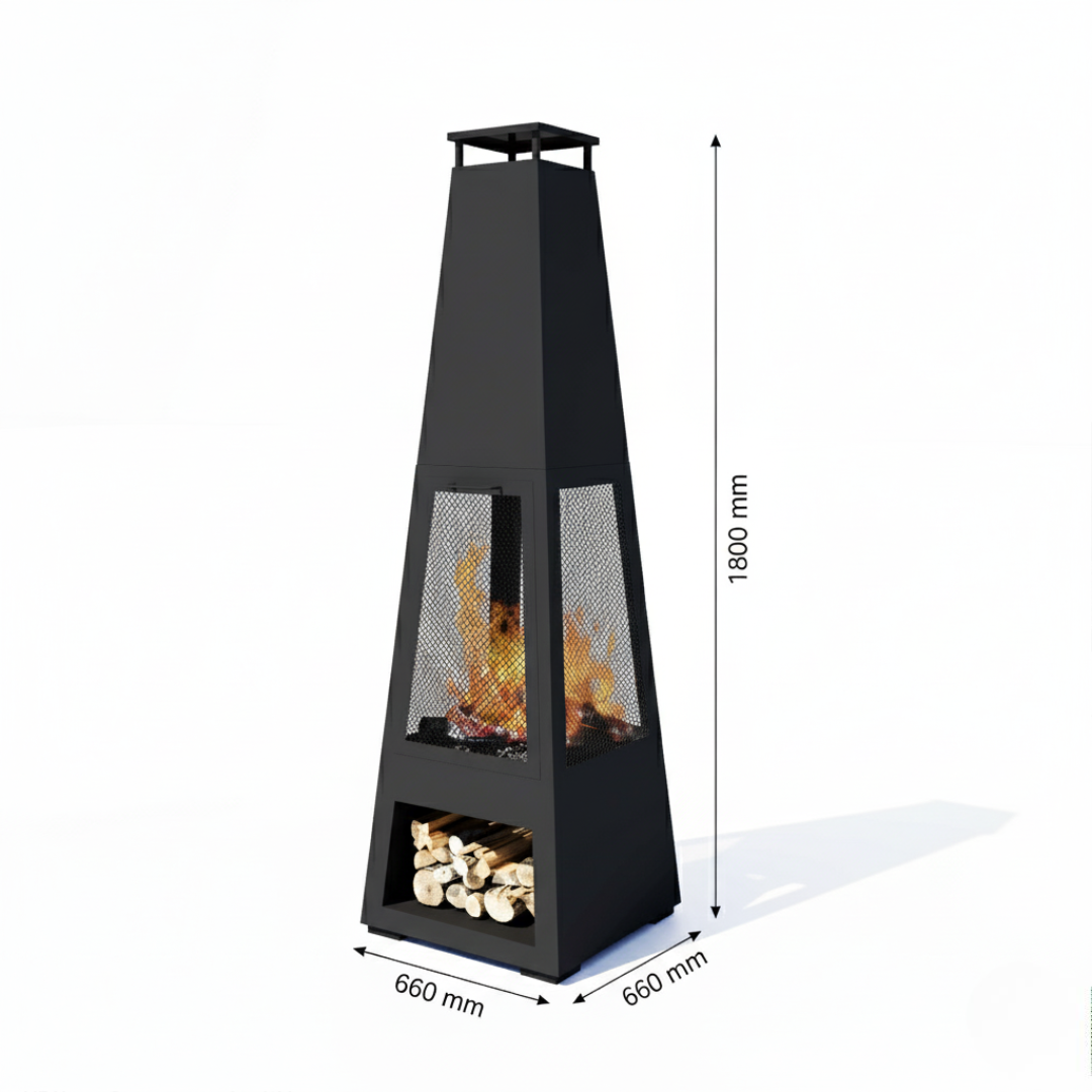 Pyrostellar - 71″ Garden Pyramids with Fireplace for Relaxation - Weatherproof Terrace Fireplace