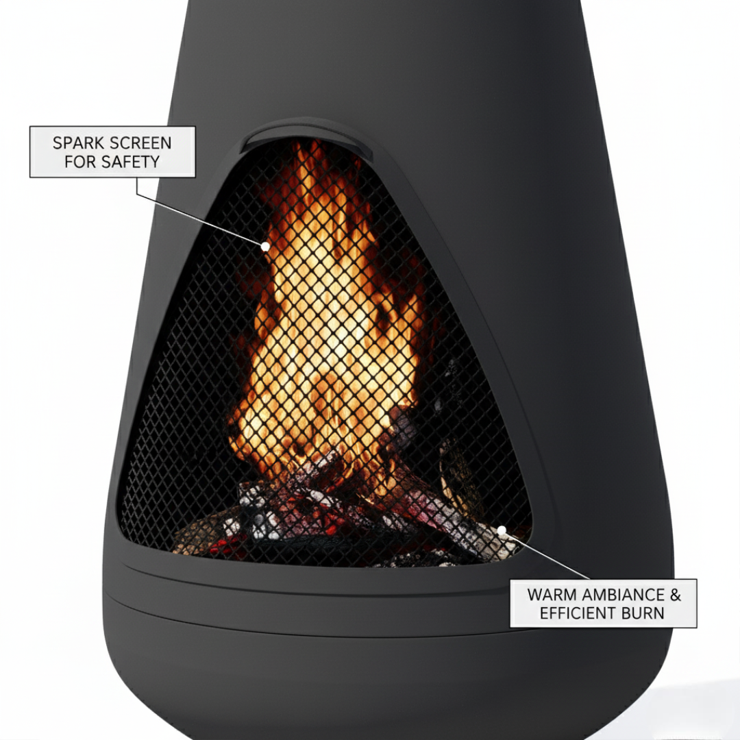 Pyrostellar 88-Inch Outdoor Chiminea Fire Pit with External Log Holder