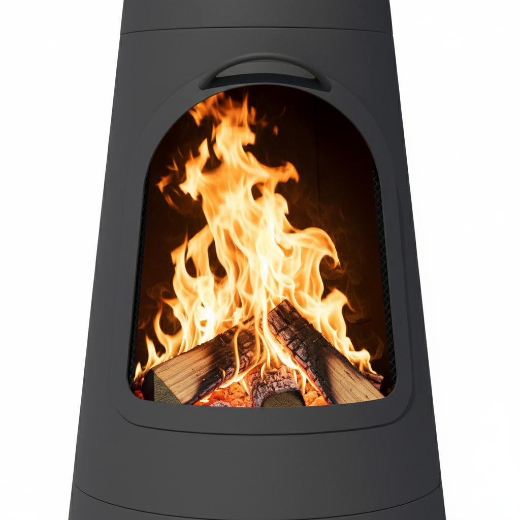 Pyrostellar 62" H Steel Fire Pit Chiminea with Built-In Log Holder