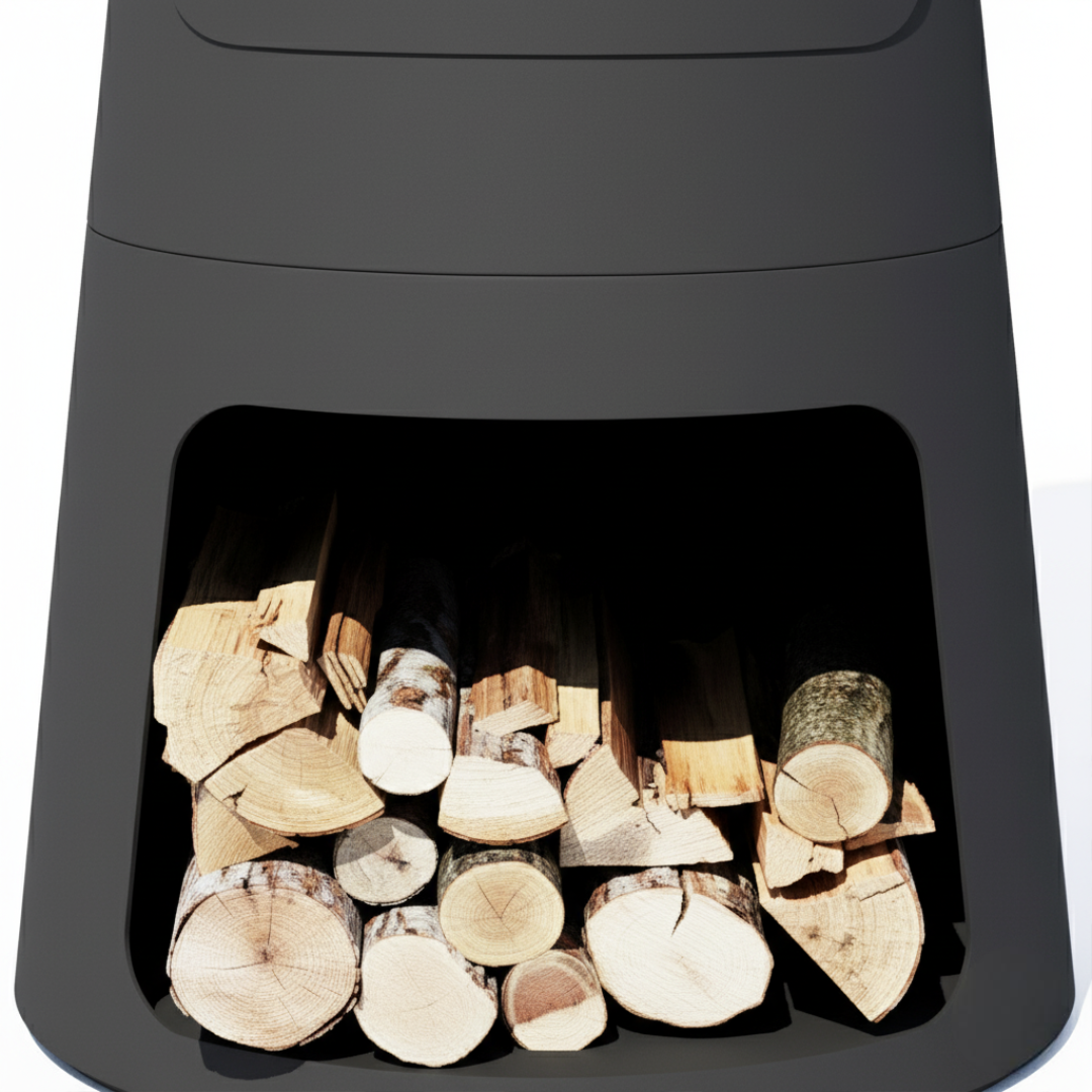 Pyrostellar 62" H Steel Fire Pit Chiminea with Built-In Log Holder