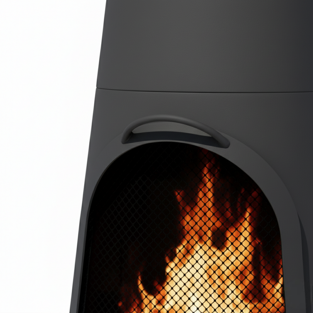 Pyrostellar 62" H Steel Fire Pit Chiminea with Built-In Log Holder