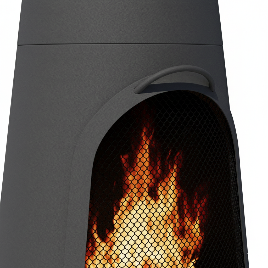 Pyrostellar 62" H Steel Fire Pit Chiminea with Built-In Log Holder