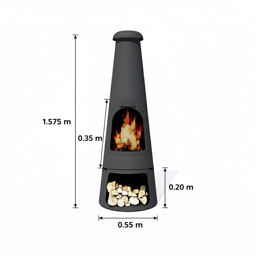 Pyrostellar 62" H Steel Fire Pit Chiminea with Built-In Log Holder