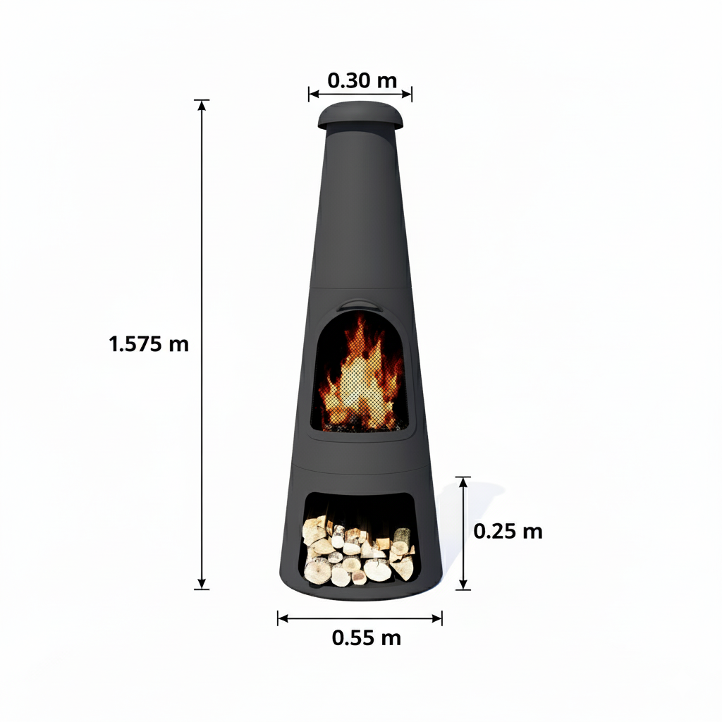 Pyrostellar 62" H Steel Fire Pit Chiminea with Built-In Log Holder