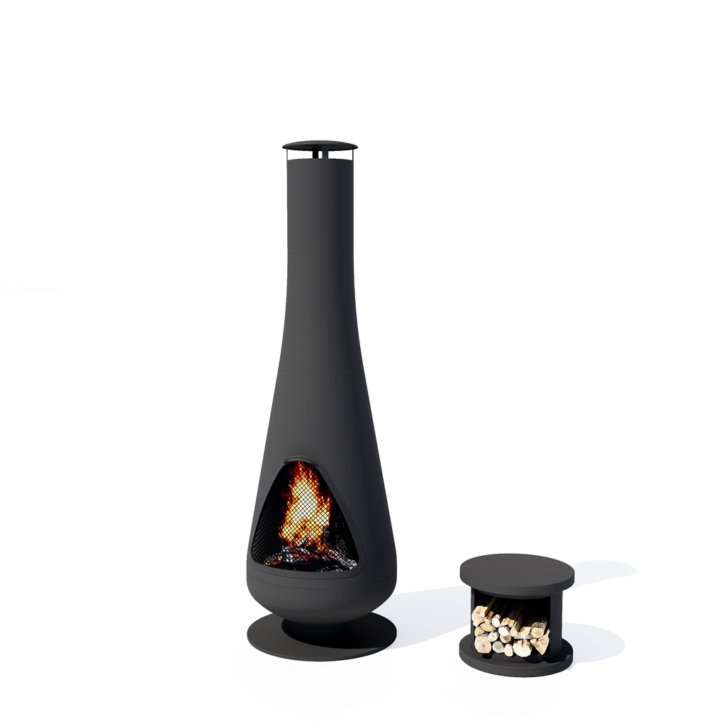 Pyrostellar 88-Inch Outdoor Chiminea Fire Pit with External Log Holder