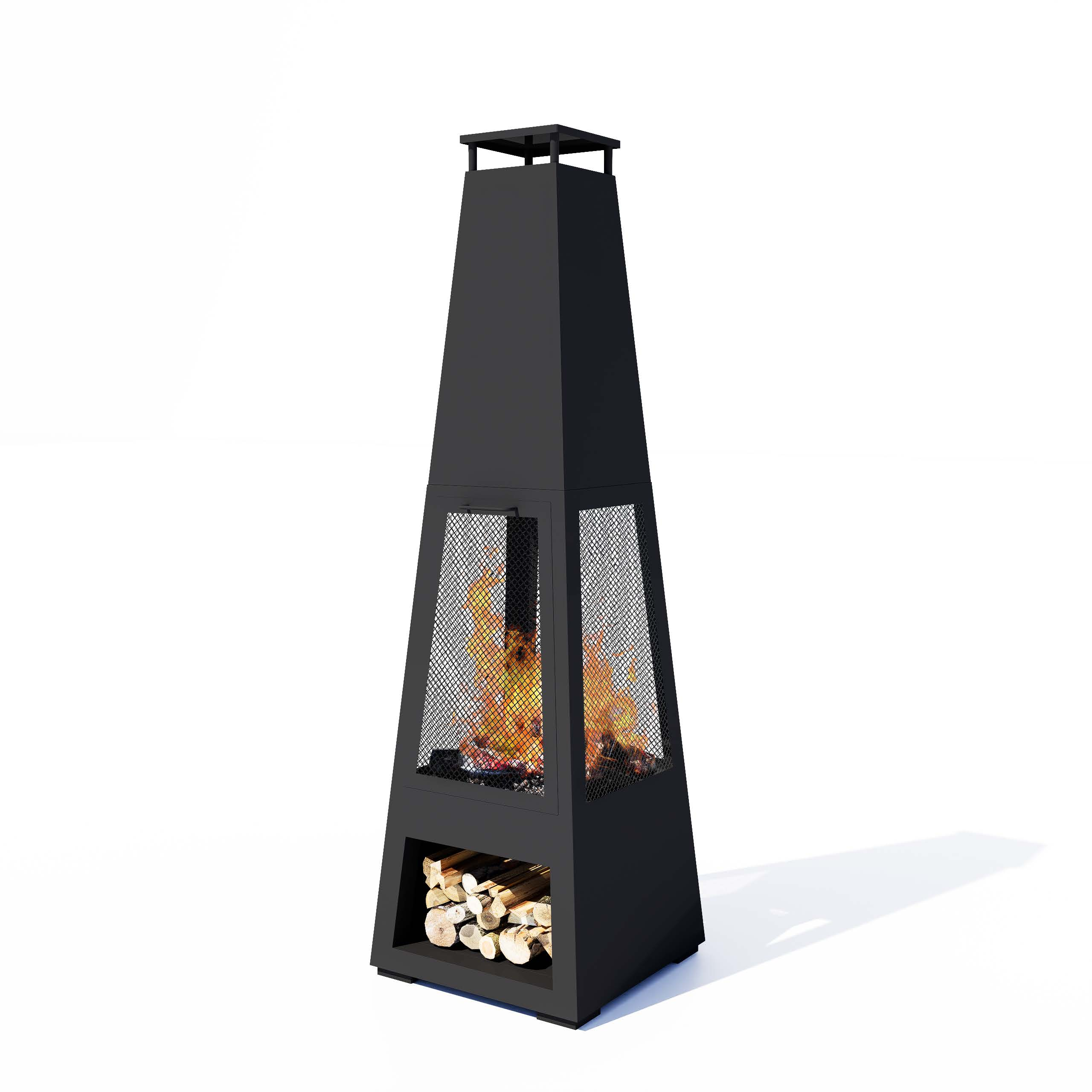 Pyrostellar - 71″ Garden Pyramids with Fireplace for Relaxation - Weatherproof Terrace Fireplace