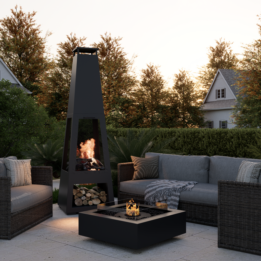 Pyrostellar - 71″ Garden Pyramids with Fireplace for Relaxation - Weatherproof Terrace Fireplace
